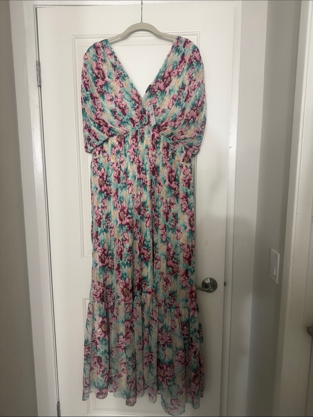 Express Teal and Pink Floral Maxi Dress